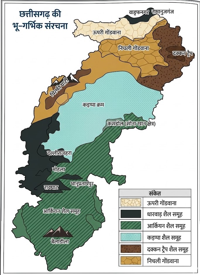 CG GK : छत्तीसगढ़ की भू-गर्भिक संरचना एक सरल और संपूर्ण अध्ययन MCQs cgpsc cg geography questions in hindi
