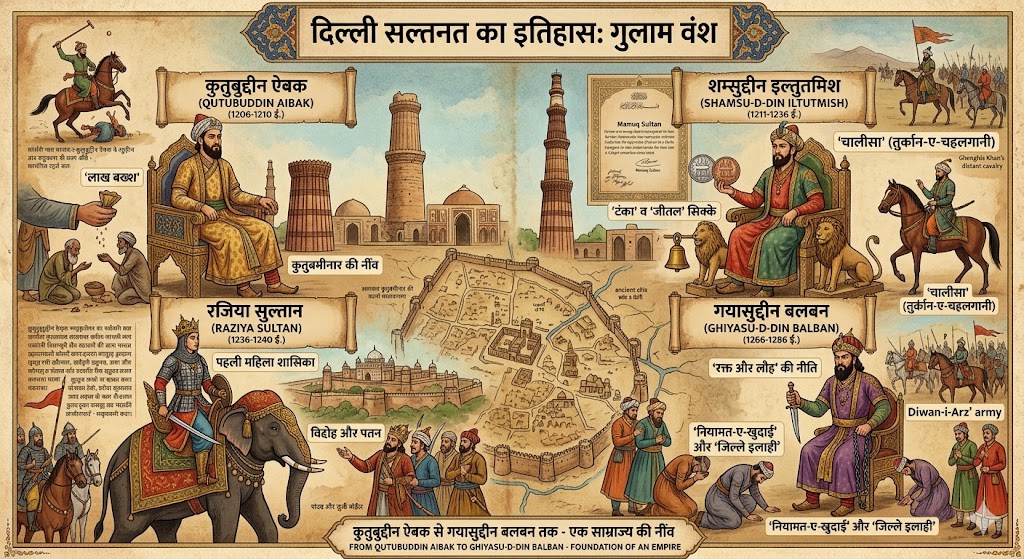 Bharat itihas GK Questions : दिल्ली सल्तनत का इतिहास-गुलाम वंश MCQs history gk delhi sultanate