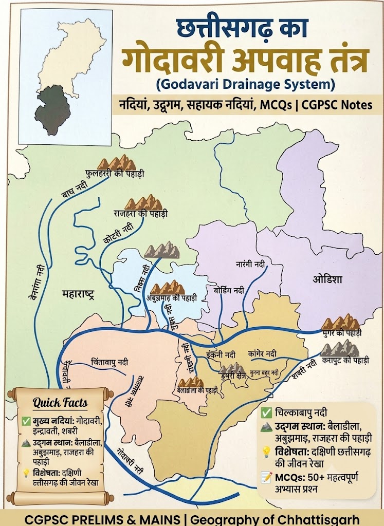CG GK : गोदावरी अपवाह तंत्र (Godavari Drainage System) MCQs - CGPSC & Vyapam godavari drainage system of chhattisgarh – complete notes