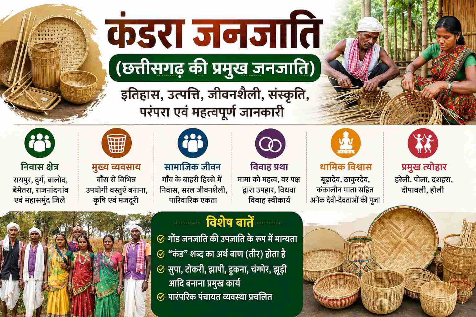 कंडरा जनजाति (छत्तीसगढ़) – इतिहास, संस्कृति, परंपरा, जीवनशैली एवं महत्वपूर्ण जानकारी kandra tribe chhattisgarh in hindi