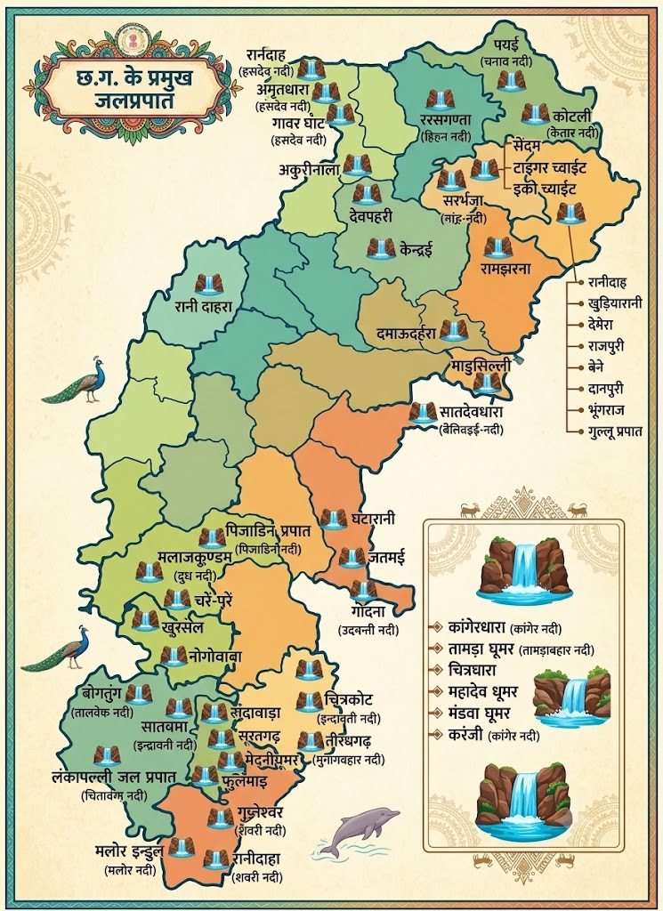 छत्तीसगढ़ के प्रमुख जलप्रपातों की जिलेवार जानकारी पढ़ें chhattisgarh ke pramukh jalprapat