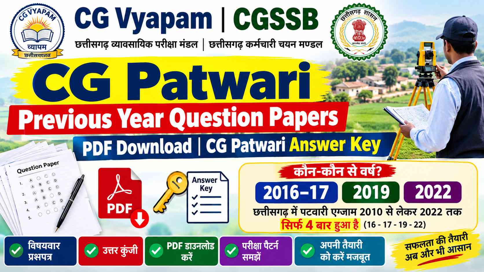 CG Patwari Previous Year Papers PDF (2016-22) & Answer Key cg patwari previous year paper