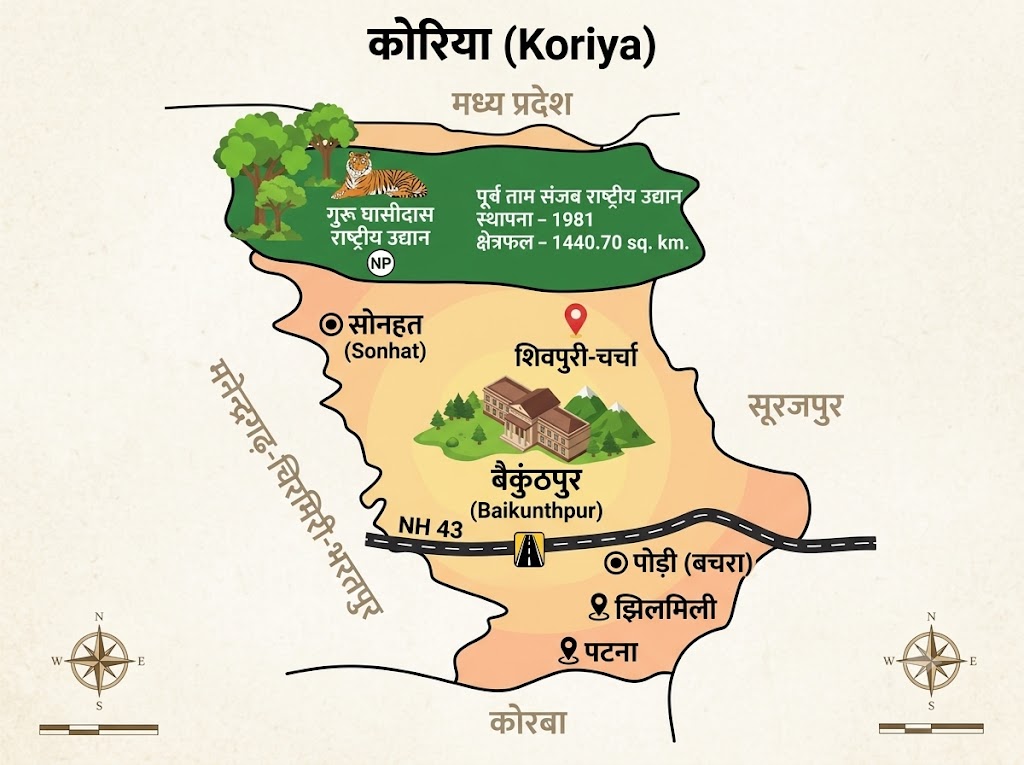 koriya district cg map