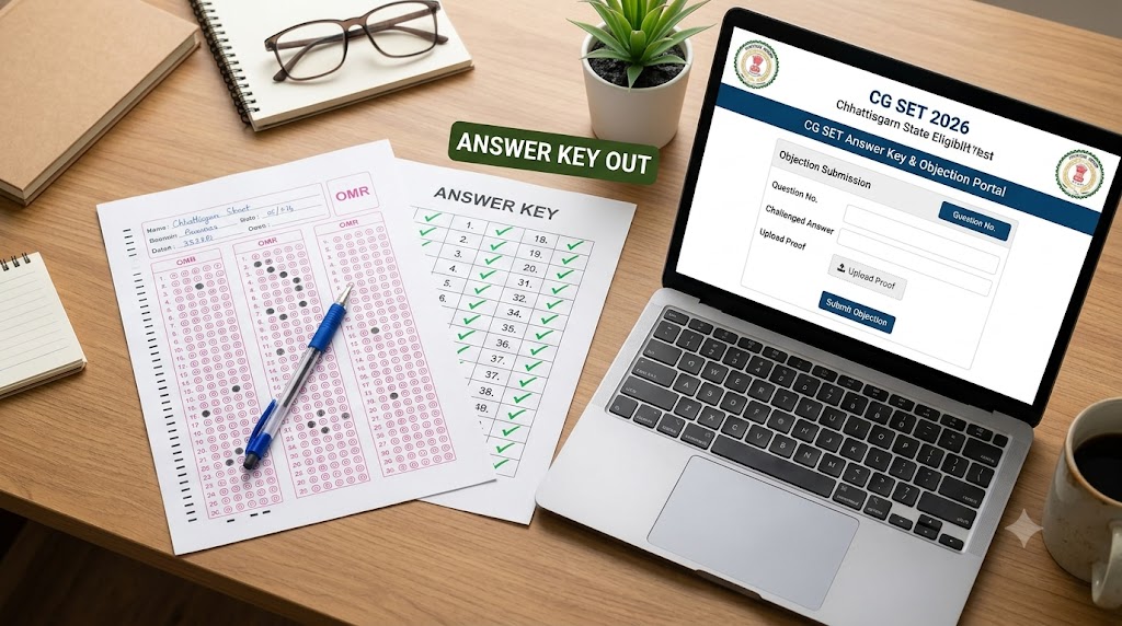 CG SET 2026 Model Answer Key जारी, दावा-आपत्ति लिंक cg set 2026 model answer key objection link