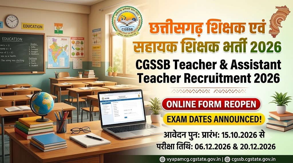 cgssb teacher assistant teacher recruitment 2026 reopen exam date