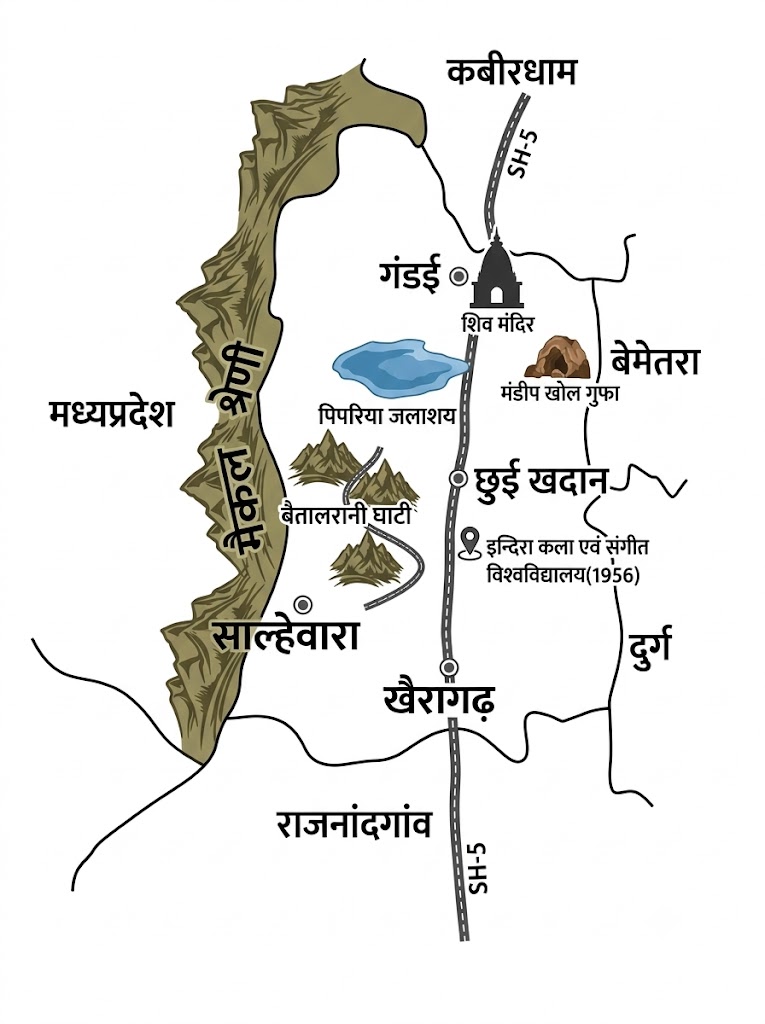 खैरागढ़-छुईखदान-गंडई जिला GK: 15 MCQs 2027-28 khairagarh chhuikhadan gandai district gk